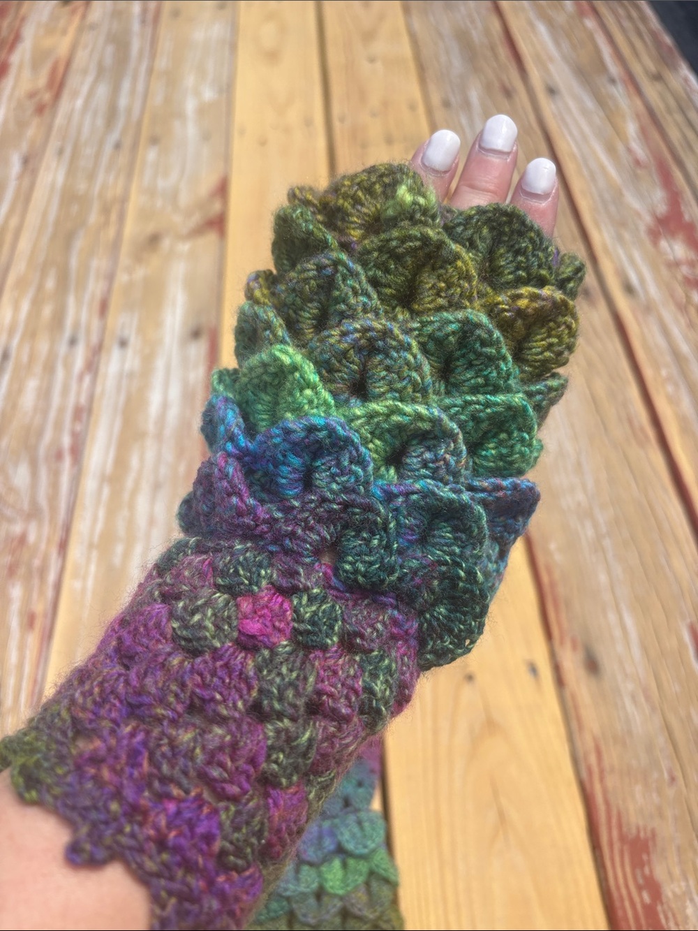 Handmade Crocheted Dragon Scale Fingerless Gloves